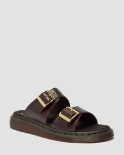 Josef Two Strap Atlas Leather Sandals in Charro