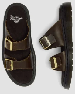 Josef Two Strap Leather Sandals in Olive