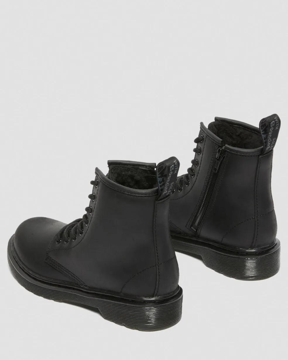 Junior 1460 Faux Fur Lined Boots in Black