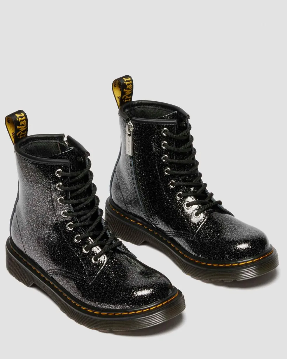 JUNIOR 1460 GLITTER PATENT LEATHER BOOTS in Black