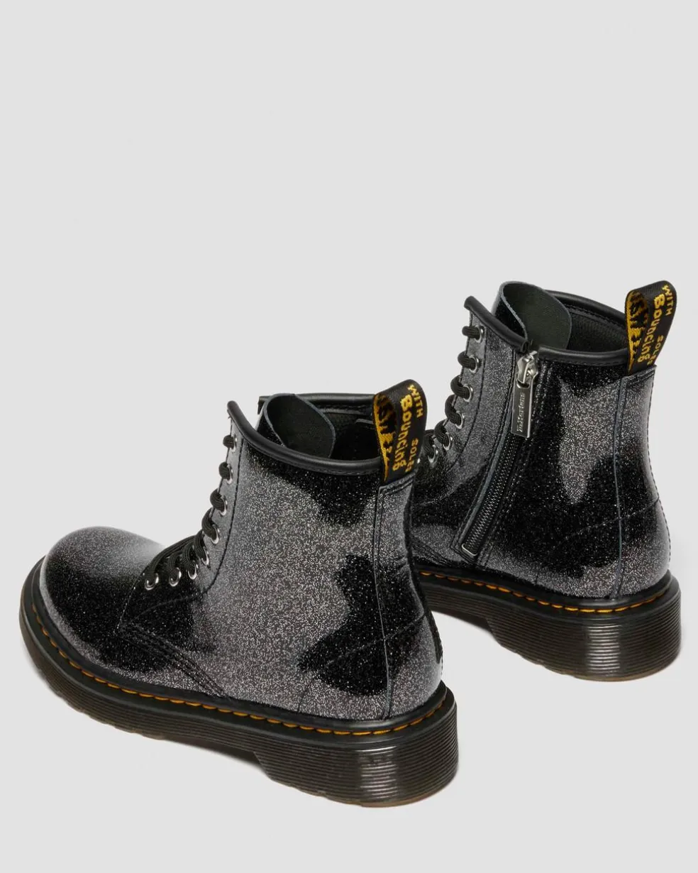JUNIOR 1460 GLITTER PATENT LEATHER BOOTS in Black