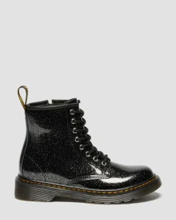 JUNIOR 1460 GLITTER PATENT LEATHER BOOTS in Black