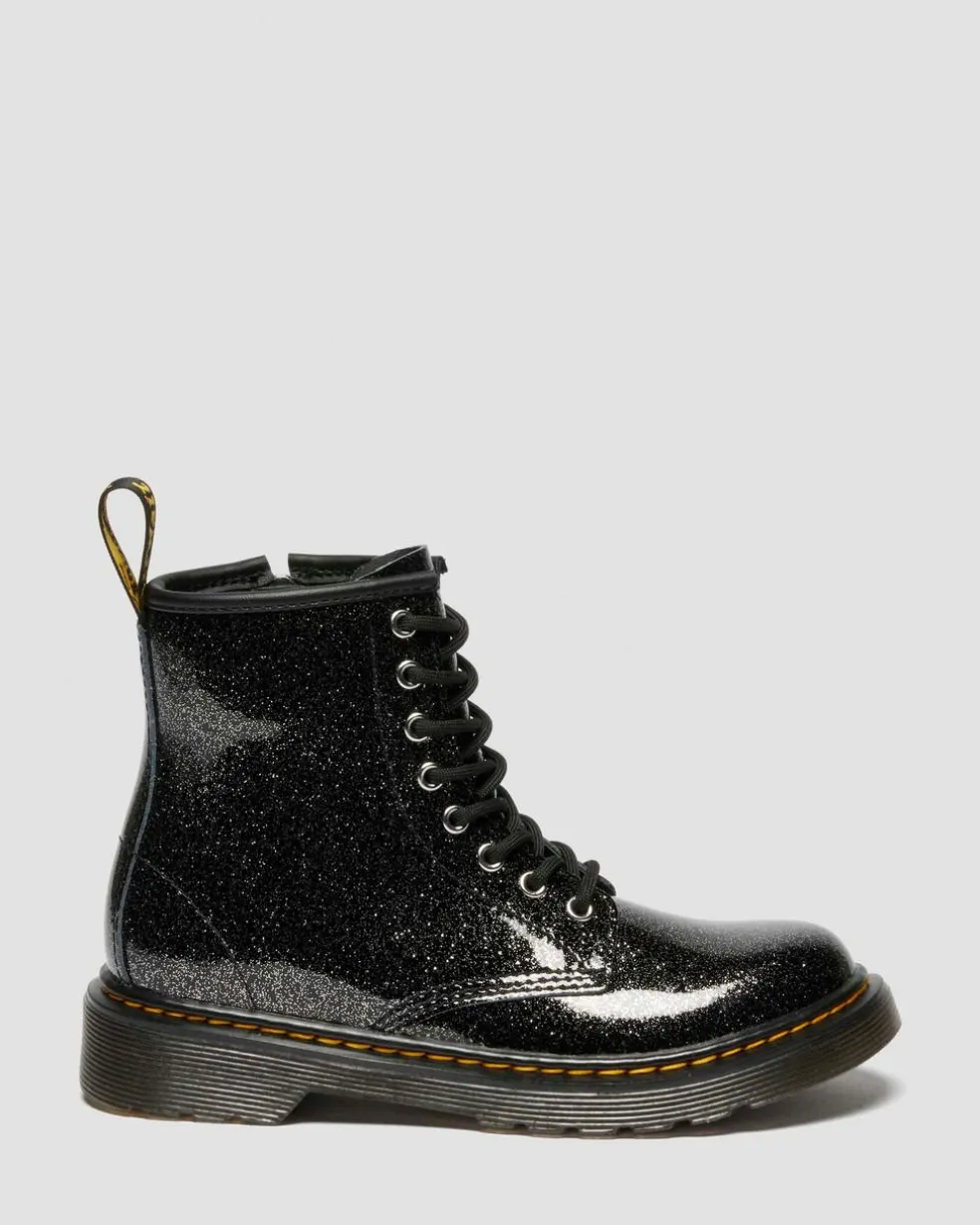 JUNIOR 1460 GLITTER PATENT LEATHER BOOTS in Black