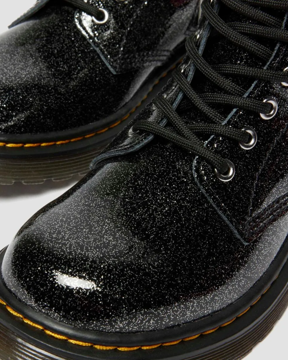 JUNIOR 1460 GLITTER PATENT LEATHER BOOTS in Black