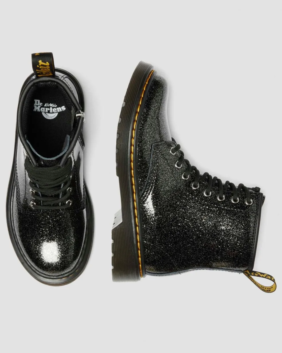 JUNIOR 1460 GLITTER PATENT LEATHER BOOTS in Black