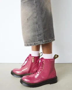 JUNIOR 1460 GLITTER PATENT LEATHER BOOTS in Fuchsia