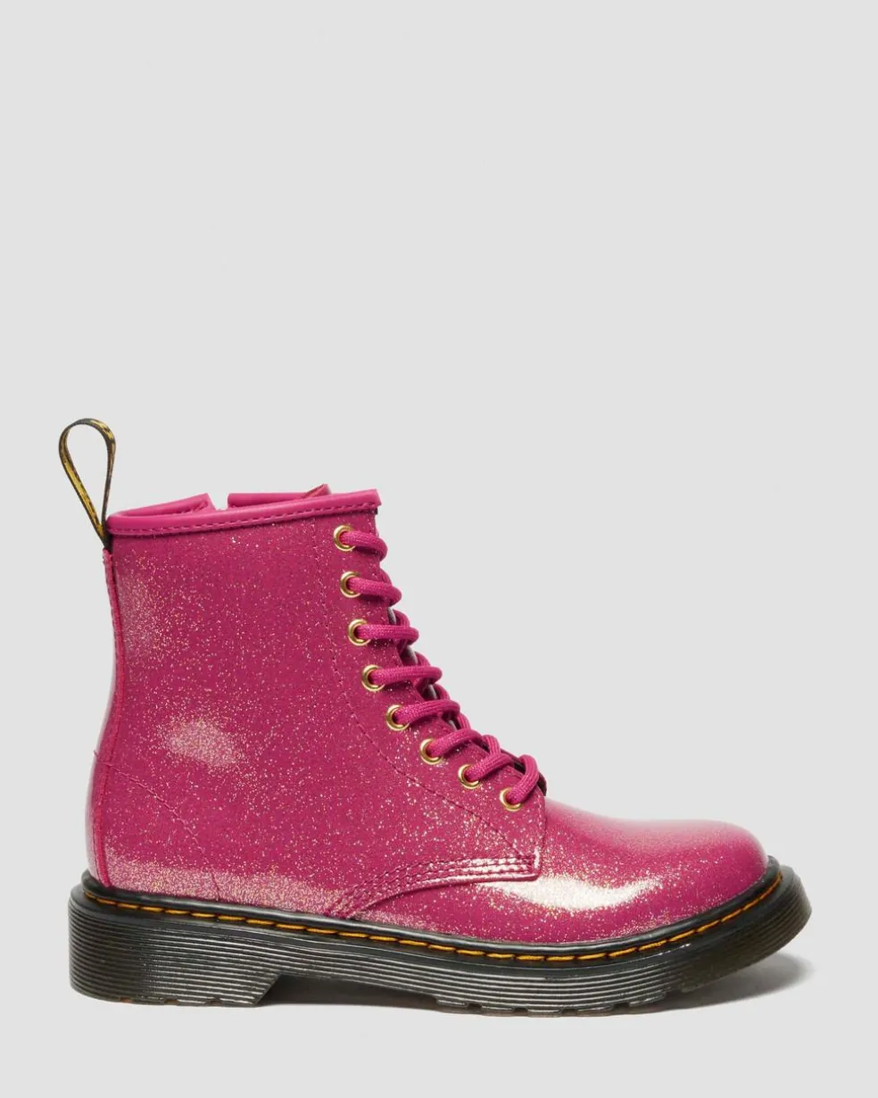 JUNIOR 1460 GLITTER PATENT LEATHER BOOTS in Fuchsia