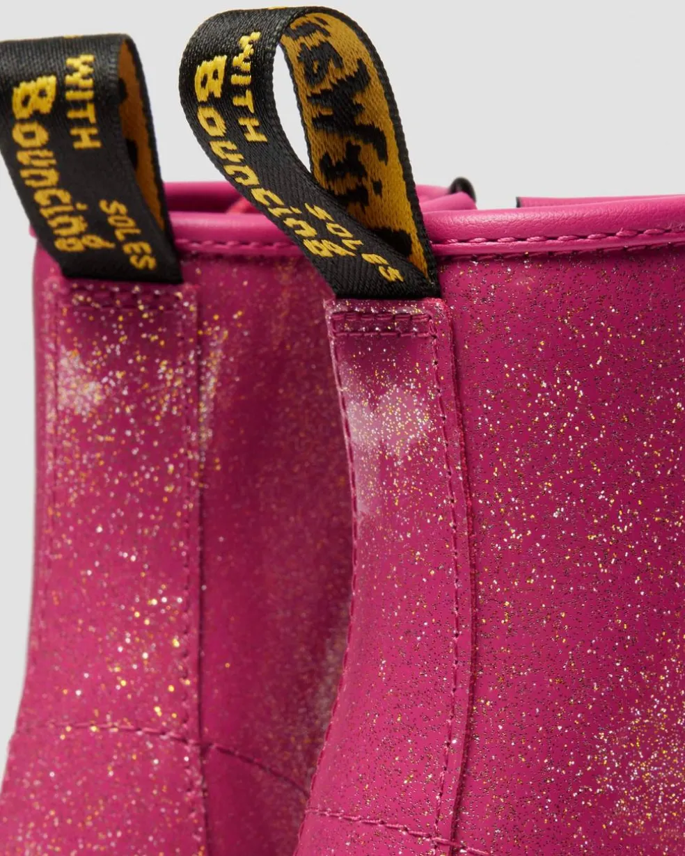 JUNIOR 1460 GLITTER PATENT LEATHER BOOTS in Fuchsia