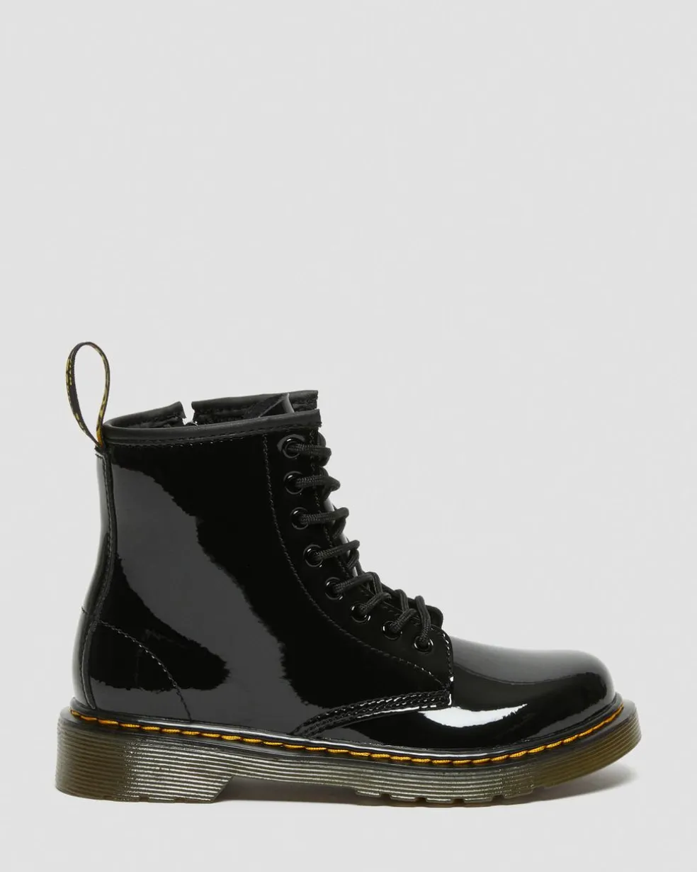 Junior 1460 Patent Leather Lace Up Boots in Black