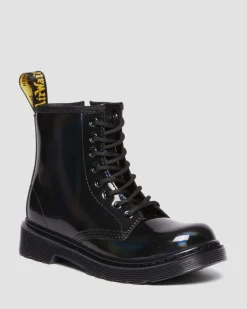 Junior 1460 Rainbow Patent Leather Lace Up Boots in Black