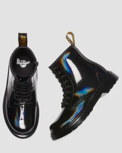 Junior 1460 Rainbow Patent Leather Lace Up Boots in Black