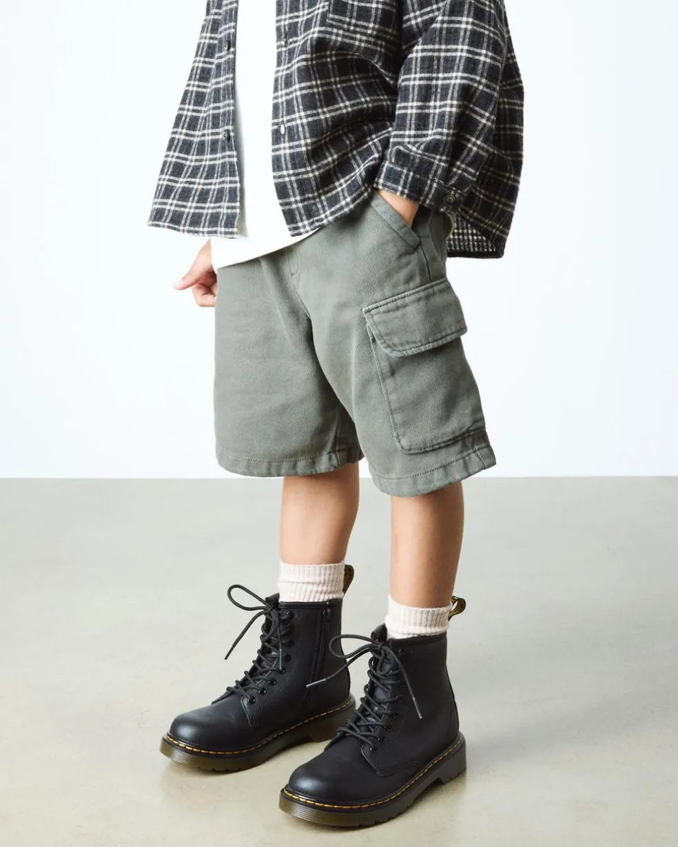 Junior 1460 Softy T Leather Lace Up Boots in Black