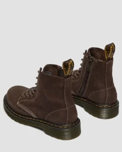 Junior 1460 Tumbled Nubuck Boots in Dark Brown