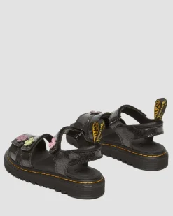 Junior Klaire Coated Glitter Velcro Sandals in Black