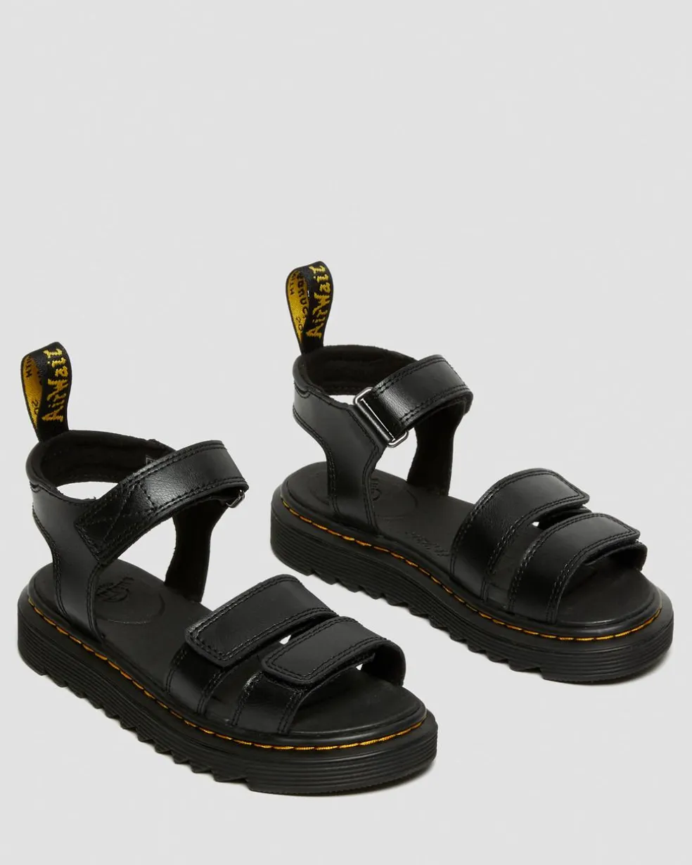 Junior Klaire Leather Strap Sandals in Black