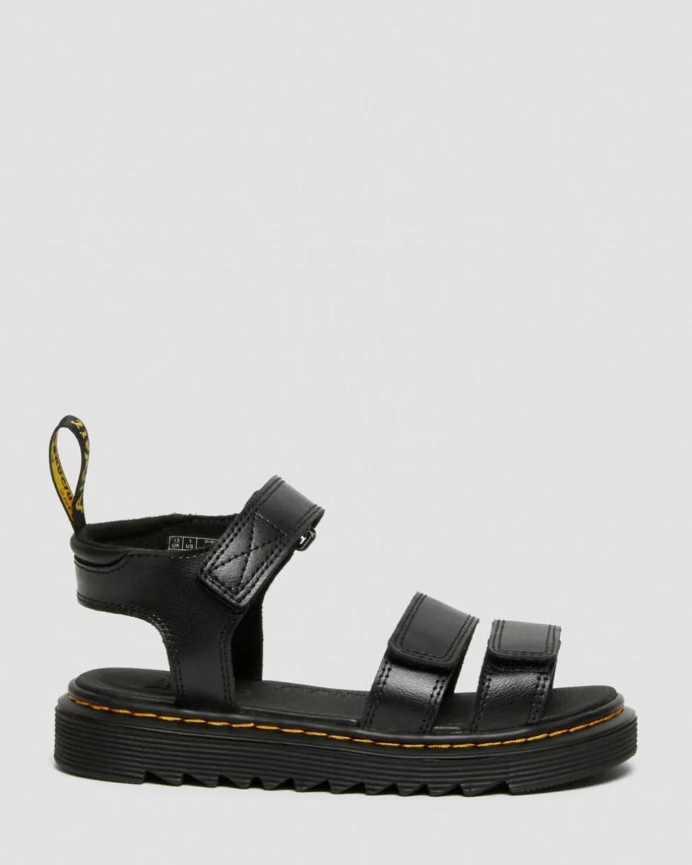 Junior Klaire Leather Strap Sandals in Black