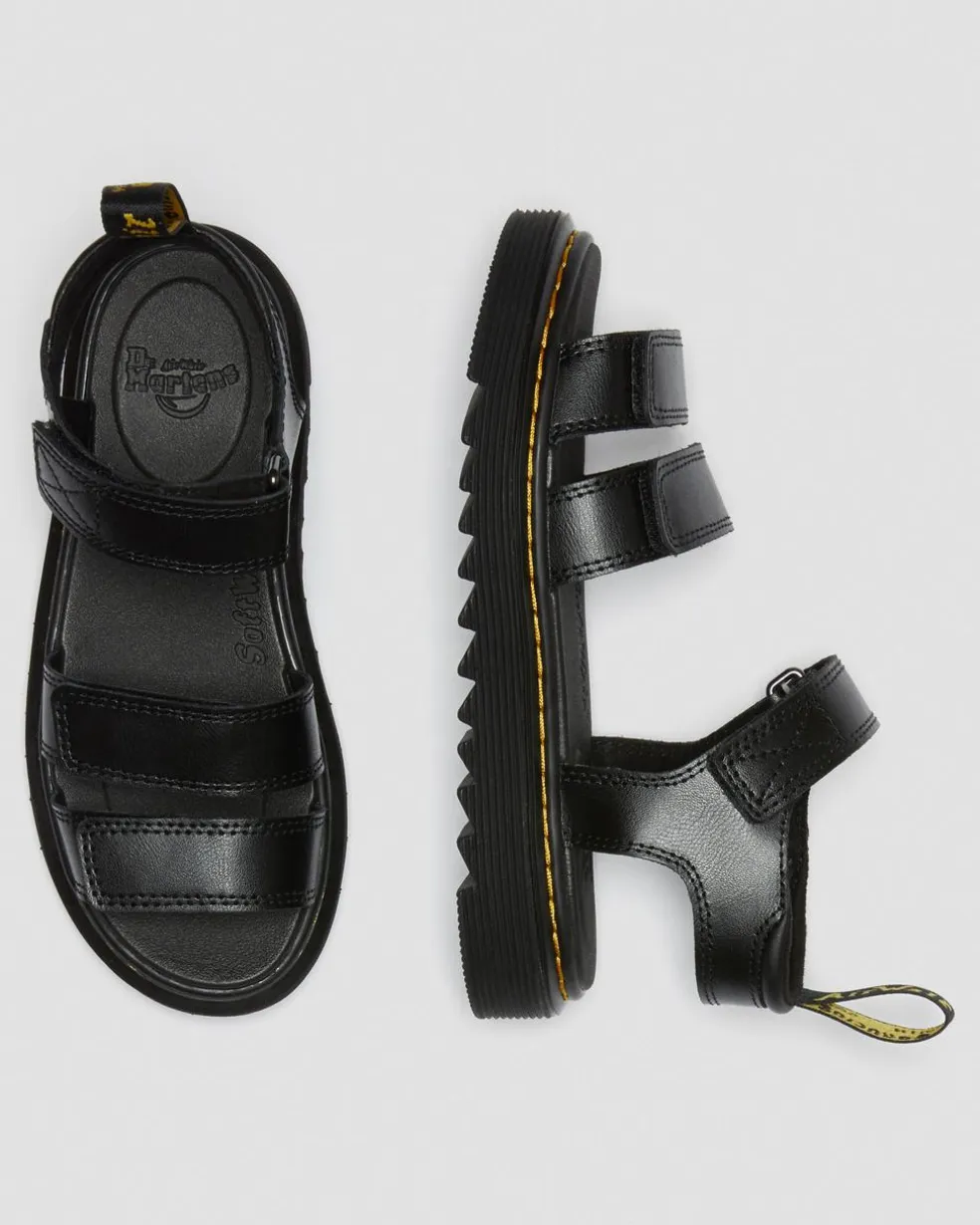Junior Klaire Leather Strap Sandals in Black