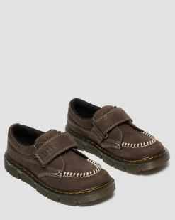 Junior Raffe Strap Tumbled Nubuck Strap Shoes in Dark Brown