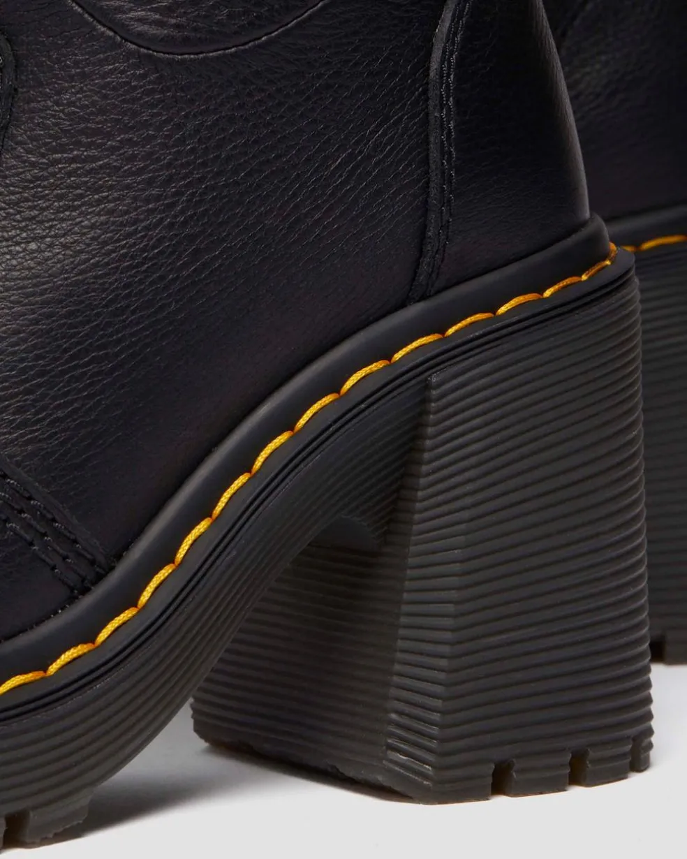 Kasey Virginia Leather Tall Heeled Boots in Black