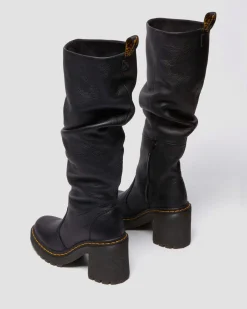 Kasey Virginia Leather Tall Heeled Boots in Black