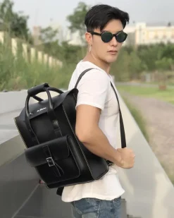 Kiev Leather Backpack in Black