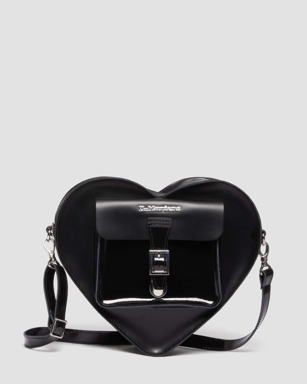 Kiev Leather Hardware Heart Shaped Bag in Black