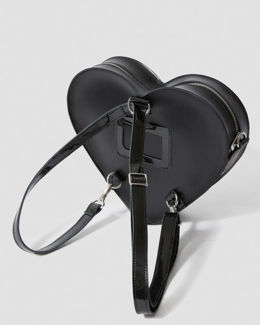 Kiev Leather Hardware Heart Shaped Bag in Black