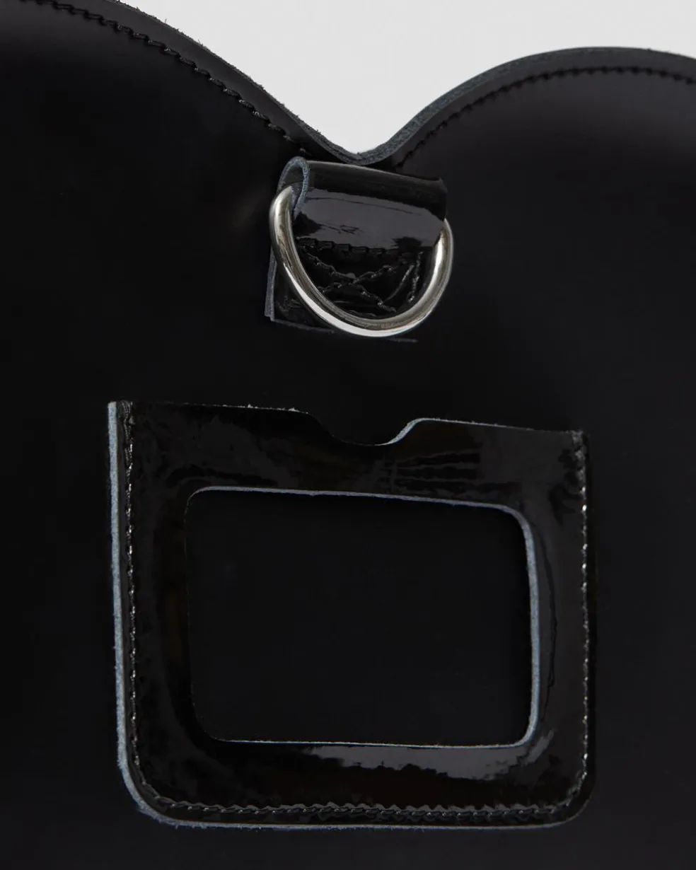 Kiev Leather Hardware Heart Shaped Bag in Black