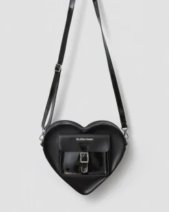Kiev Leather Hardware Heart Shaped Bag in Black