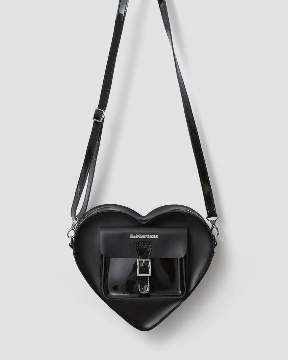 Kiev Leather Hardware Heart Shaped Bag in Black