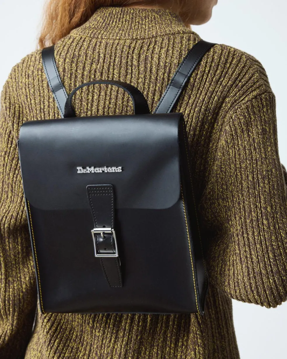 Leather Mini Backpack in Black