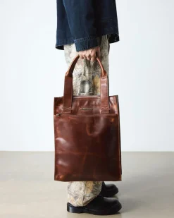 LEATHER TOTE BAG in Amber Tan