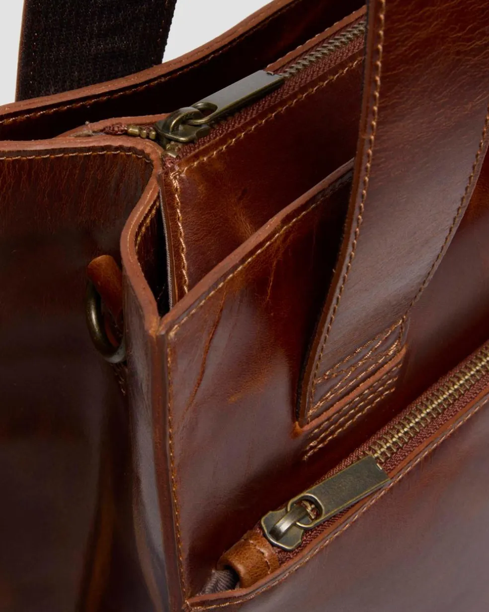 LEATHER TOTE BAG in Amber Tan