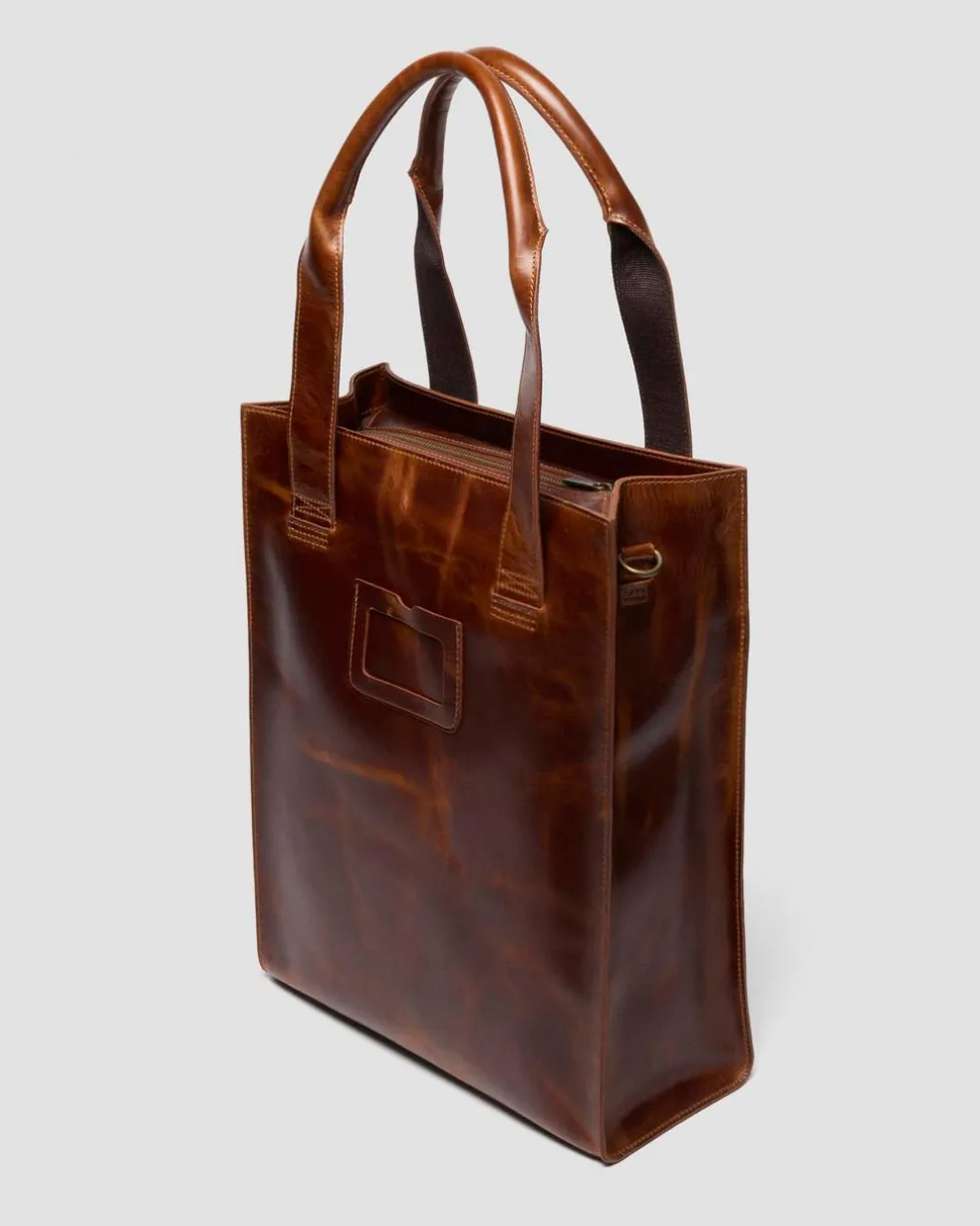 LEATHER TOTE BAG in Amber Tan