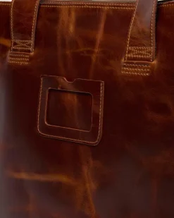 LEATHER TOTE BAG in Amber Tan