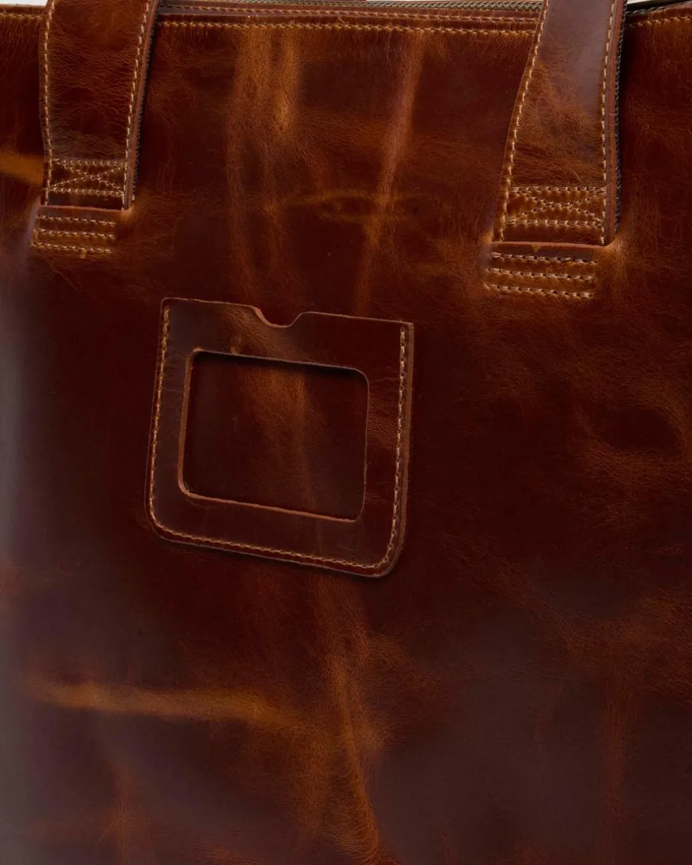 LEATHER TOTE BAG in Amber Tan