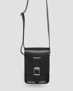 Leather Vertical Crossbody Bag in Black