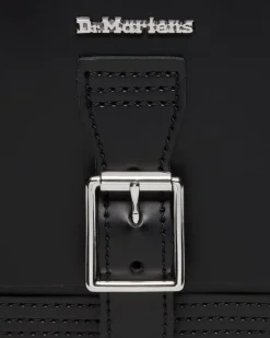 Leather Vertical Crossbody Bag in Black