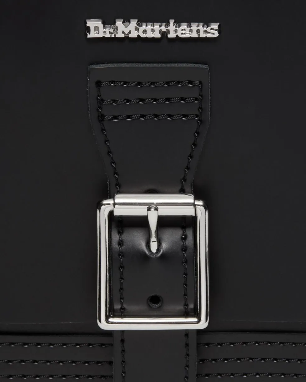Leather Vertical Crossbody Bag in Black