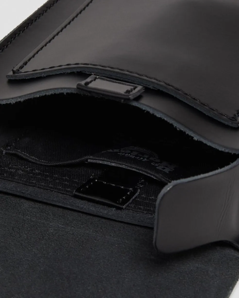 Leather Vertical Crossbody Bag in Black