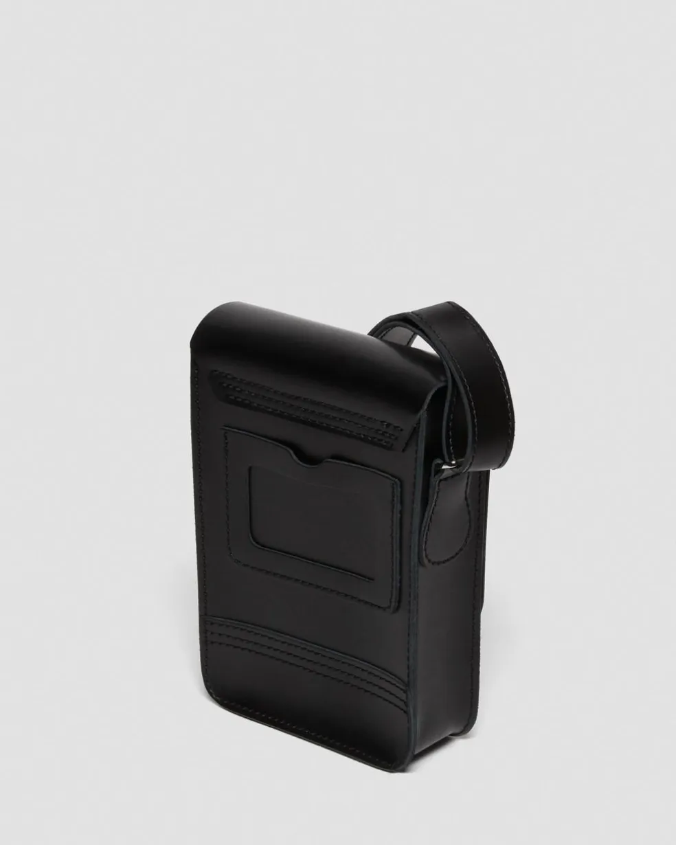 Leather Vertical Crossbody Bag in Black
