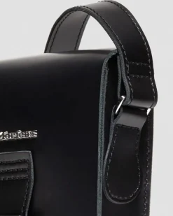 Leather Vertical Crossbody Bag in Black