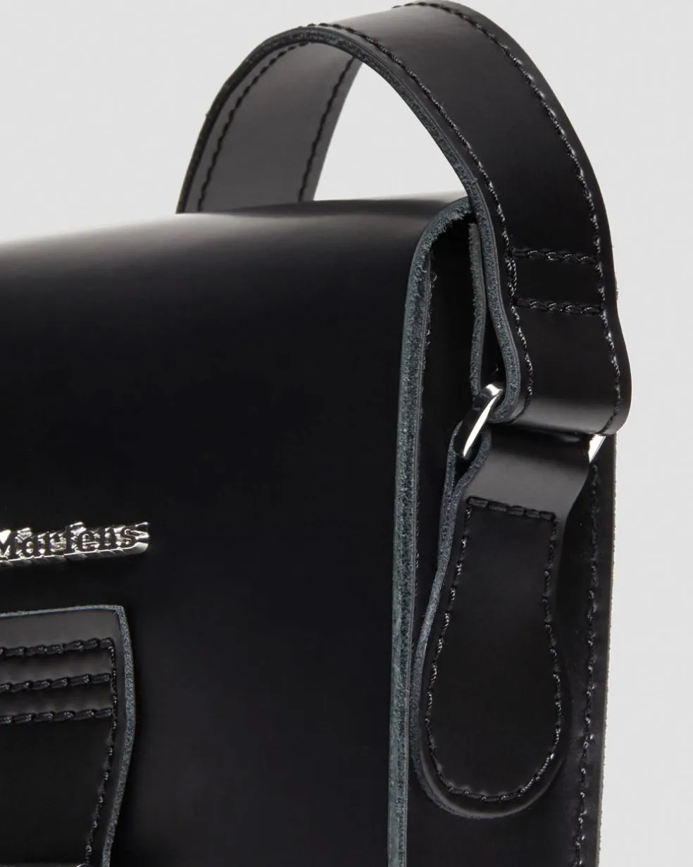 Leather Vertical Crossbody Bag in Black
