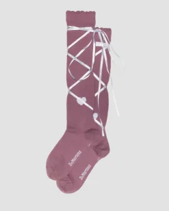 Long Lace-Up Organic Cotton Blend Socks
