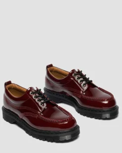 Lowell Lacquered Moc Toe Shoes in Cherry Red