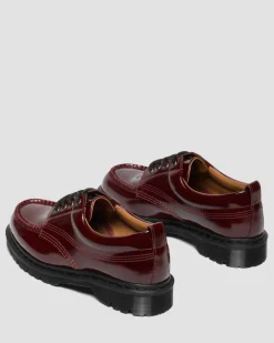 Lowell Lacquered Moc Toe Shoes in Cherry Red