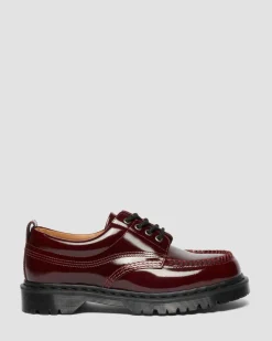 Lowell Lacquered Moc Toe Shoes in Cherry Red