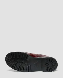 Lowell Lacquered Moc Toe Shoes in Cherry Red
