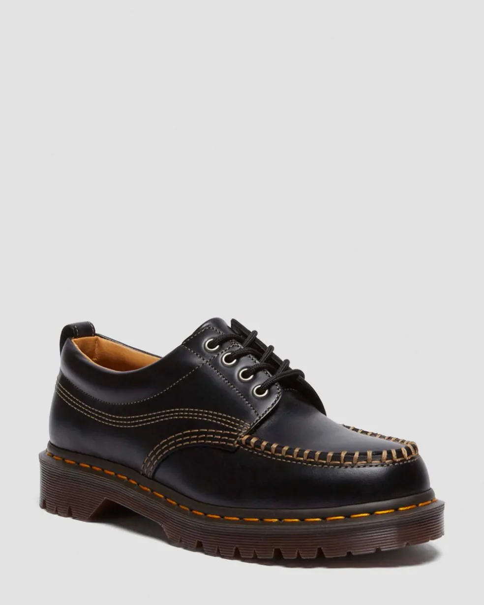 Lowell Leather Moc Toe Shoes in Black