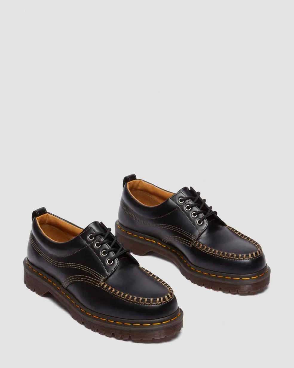 Lowell Leather Moc Toe Shoes in Black